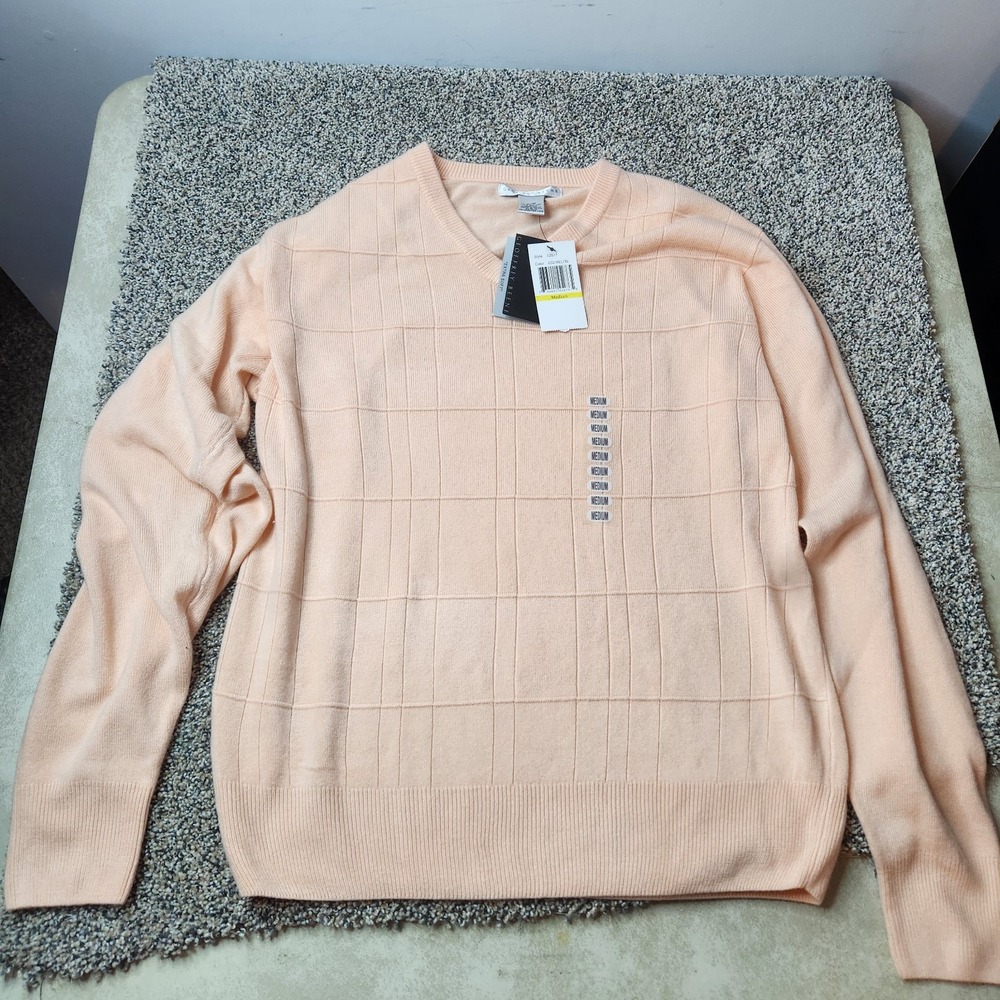 NEW Geoffrey‎ Beene Medium Pullover Extra Soft Sweater Acrylic Preppy Pink/Melon